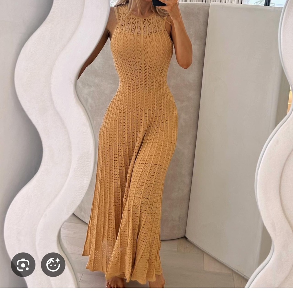Sandro Paris Sleeveless Knit Maxi Dress in Beige-Tan - Picture 7 of 15